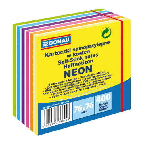 Bloček DONAU 6 neonových farieb 76x76mm 400l