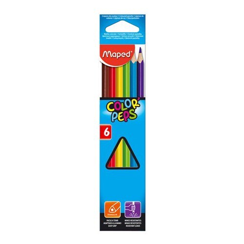 Pastelky trojhranné MAPED ''COLOR`PEPS'', 6 ks