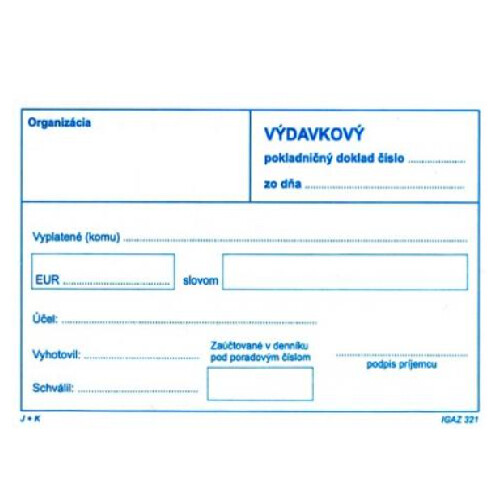 Výdavkový pokladničný doklad samoprepis bez DPH (321)