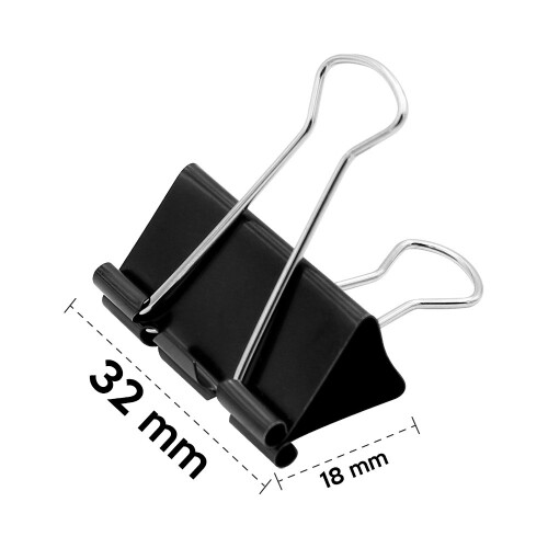 Klip čierny JUNIOR, 32 mm/12 ks