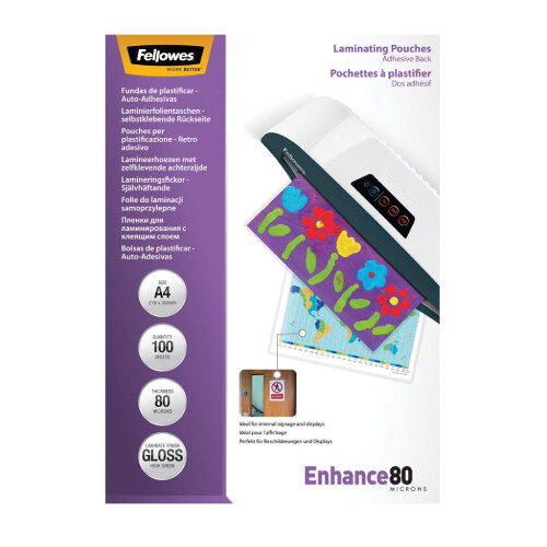 Laminovacie fólie Fellowes A4 80 mic. Adhezívne - 100KS