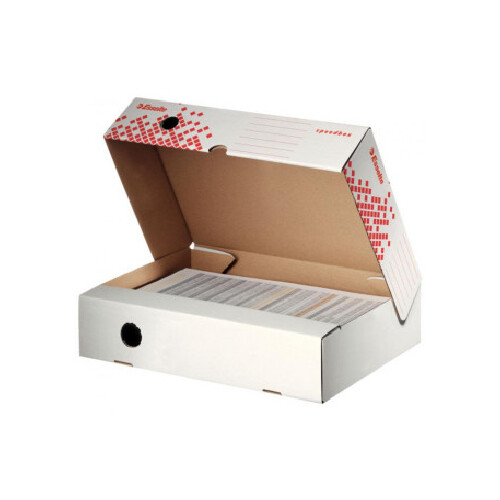 Archívny box Esselte Speedbox so sklápacím vekom 80mm biely/červený