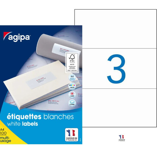 Etikety univerzálne 210x99mm Agipa A4 100 hárkov