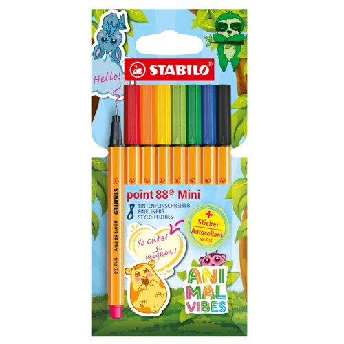 Liner STABILO point 88 Mini Animal Vibes (sada 8 ks)
