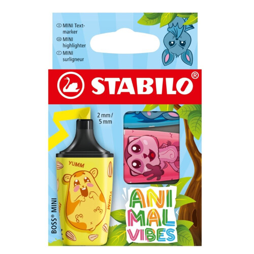 Zvýrazňovač STABILO BOSS MINI Animal Vibes (sada 3 ks)