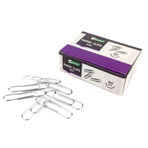 Kancelárske spinky D.RECT 33 mm, kovové, balenie 100 ks