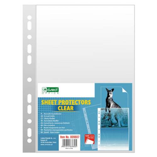 Euroobaly D.RECT A4, 40 µm, číre, 100 ks