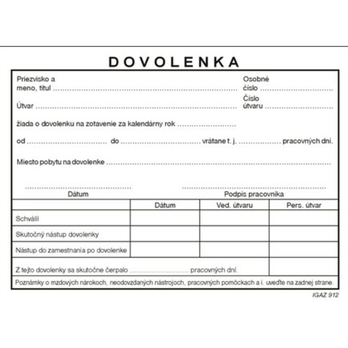 Dovolenka A6 samoprepis 100-listov (912)