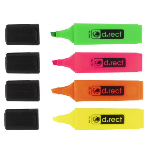 Zvýrazňovač D.RECT 1128 – sada 4 mix farieb