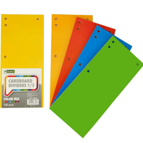 Kartónové rozraďovače D.RECT 1/3 A4, mix, 100 ks