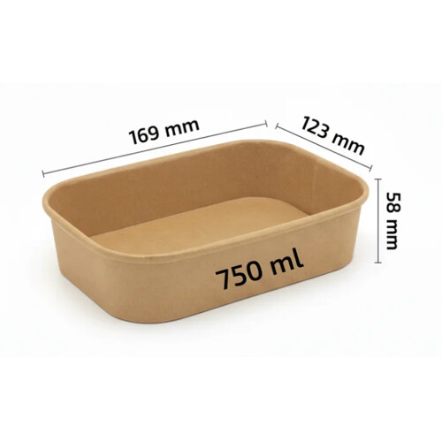 Miska bowl hranata 750ml kraft 123x169x58mm (50ks)