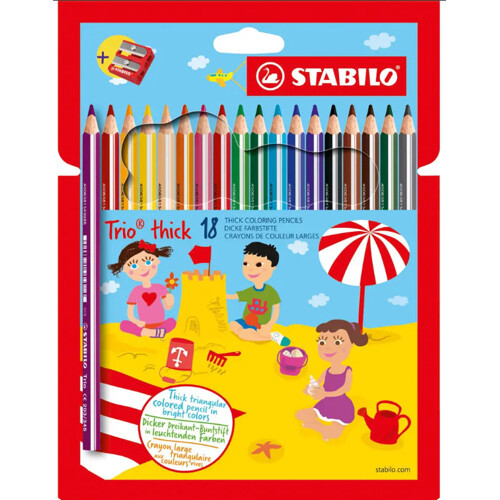 Farbičky STABILO Trio so strúhadlom, 18 ks