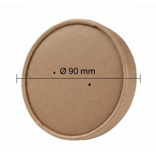 Papierove viecko pre misku 350ml/12oz kraft O 90mm kraft (25ks)