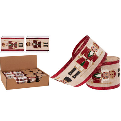 Dekoračná stuha 63x2700 mm vzor Luskáčik (mix 2 vzorov, cena /1 ks)