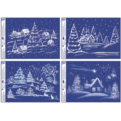 Vianočná okenná fólia s glitrami Zasnežená krajina 35 × 50 cm (cena je za 1 há...