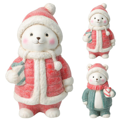 Stojaci ľadový medveď v zimnom šate 130 mm (mix 2 dizajnov /cena za 1 ks)
