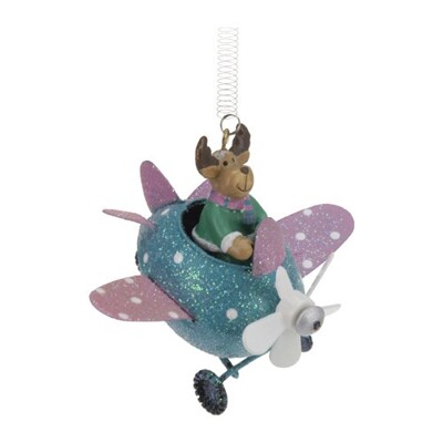 Dekorácia závesná - Lietadlo na pružine 8 cm, 1ks