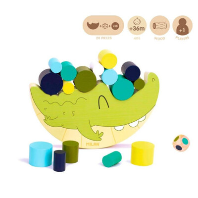 Edukačná hračka drevená MILAN - Coco Balance (hra s valčekmi + kocka)