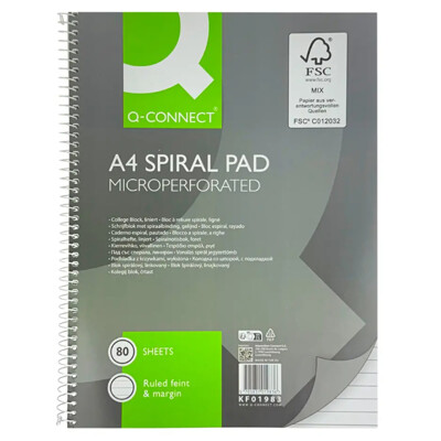 Blok College Q-CONNECT A4, 80 listov, linajkový