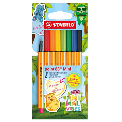Liner STABILO point 88 Mini Animal Vibes (sada 8 ks)