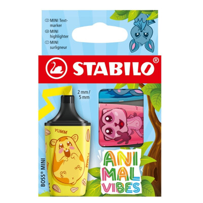 Zvýrazňovač STABILO BOSS MINI Animal Vibes (sada 3 ks)