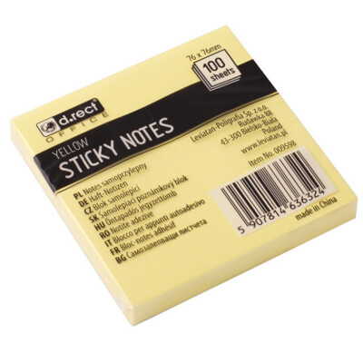 Bloček kocka samolepiaci D.RECT 76x76mm žltý