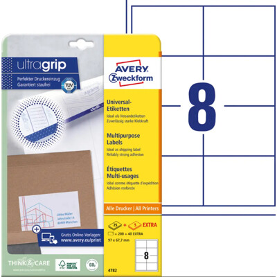 Etikety univerzálne 97x67,7mm Avery A4 25+5 hárkov