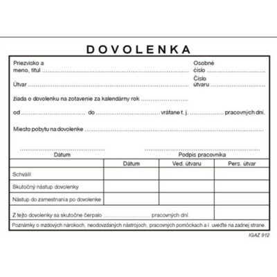 Dovolenka A6 samoprepis 100-listov (912)
