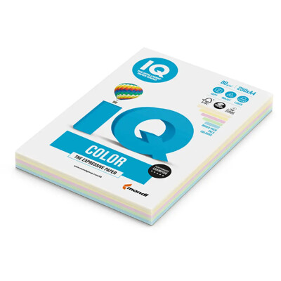 Farebný papier IQ color 5x50 mix pastelové farby, A4, 80g