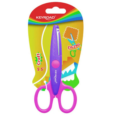 Detské nožnice KEYROAD cik-cak, 13 cm, blister, mix farieb
