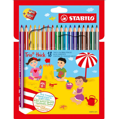 Farbičky STABILO Trio so strúhadlom, 18 ks