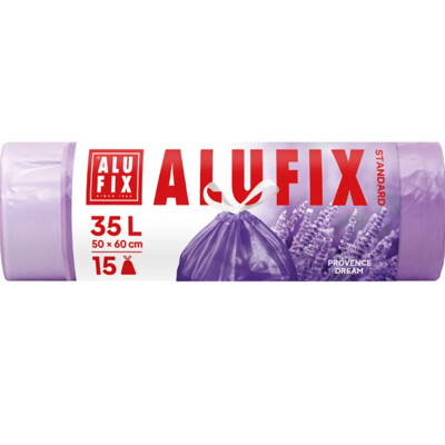 Vrecia na odpad zaťahovacie s vôňou levandule 35l/15ks, 50x60cm, fialové, HDPE...