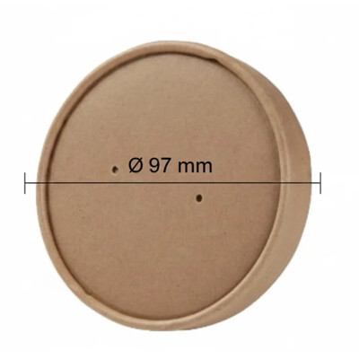 Papierove viecko pre misku 470ml kraft O 97mm (25ks) (viečko)