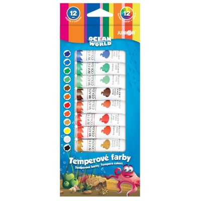 Farby temperové JUNIOR Ocean World 12 ml - sada 12 ks