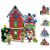 Vianočná scéna 180x65x205 mm (červený, hnedý, zelený, modrý domček) remeselne vypracovaná